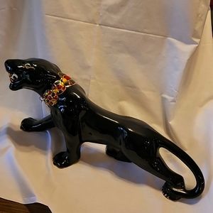 19"L x 9"H x 4.5"W  Large Vintage Ceramic Black Panther